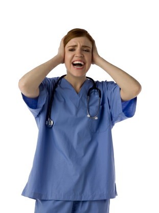 upset female healthcare provider