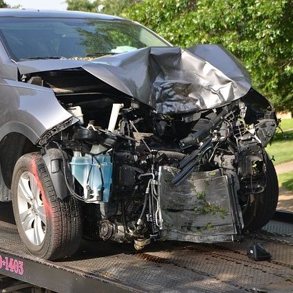 car crashed with frontal damage